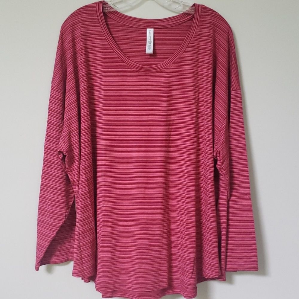 Athleta Cloudlight Stratus Striped Top Pink Red Womens XXXL 3X